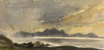 ‡ SIR KYFFIN WILLIAMS RA (1918-2006) watercolour - entitled verso, 'Towards Lleyn' on Albany Gallery