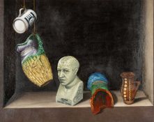 ‡ ALAN SALISBURY (b. 1946) oil on paper - entitled verso 'Alan Meets Juan Sanchez Cotan', signed and