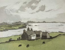 ‡ SIR KYFFIN WILLIAMS RA (1918-2006) limited edition (16/150) print - Anglesey Farm, Penrhyn Du,