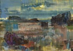 ‡ RAY HOWARD-JONES (1903-1996) gouache - entitled verso, 'Moon on the Deer Park, Martin's Haven'