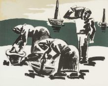 ‡ JOSEF HERMAN OBE RA (1911-2000) limited edition (78/150) lithograph - entitled 'Cockle Gatherers',