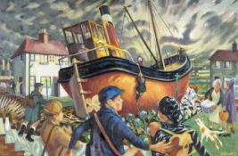 ‡ LEWIS ALLAN (1925-2013) acrylic on panel - entitled verso 'Puffer in the Cabbage Patch', signed