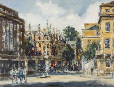 ‡ DAVID GRIFFITHS (b.1939) oil on canvas - entitled verso, 'Dillon's Book Shop, Malet Street',