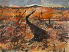 ‡ DAN LLYWELLYN HALL (b.1980) mixed media on paper - landscape, signed and dated verso 2006, 56 x