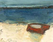 ‡ WILL ROBERTS (1907-2000) oil on canvas - entitled verso, 'Red Boat' on Attic Gallery label,