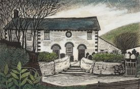 ‡ OGWYN DAVIES (1925-2015) acrylic and print - entitled verso, 'Welsh Chapel', signed and dated