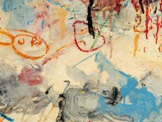 NEALE HOWELLS (b.1965) mixed media on wood - entitled verso, 'Skyscape, Pink & Blue', signed and