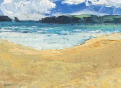 ‡ GWILYM PRICHARD (1931-2015) oil on canvas - entitled verso, 'South Beach, Tenby' on Martin