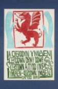 ‡ PAUL PETER PIECH (American-Welsh 1920-1996) three colour lithograph - rampant Welsh dragon between