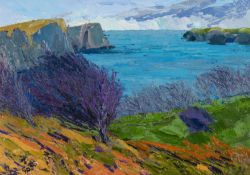 ‡ GWILYM PRICHARD (1931-2015) oil on canvas - entitled verso, 'Lydstep, Pembs' on Martin Tinney