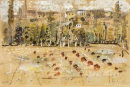 ‡ JOHN PIPER (1903-1992) mixed media on paper - entitled verso 'Noailles', signed, 37 x 54cms