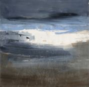 ‡ RICHARD BARRETT (b.1963) acrylic on canvas - entitled verso, 'Waves from a Raw Sea' on Martin