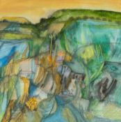 ‡ BERT ISSAC (1923-2006) water soluble media - entitled verso, 'Welsh Landscape', signed and dated