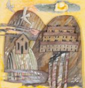 ‡ ANTHONY EVANS (Welsh b.1958) mixed media - entitled verso, 'Gilfach', 17 x 17cms Provenance: