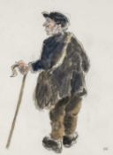 ‡ SIR KYFFIN WILLIAMS RA (1918-2006) watercolour and pencil - entitled verso, 'Farmer with Stick VI'