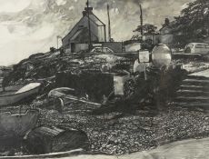 ‡ SELWYN JONES (1928-1998) pen, pencil and gouache - entitled verso, 'Moelfre', dated 1996, 29 x