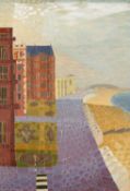 ‡ DAVID TINKER (1924-2000) oil on board - entitled verso 'Bexhill Hotel', signed and dated '57, 68 x