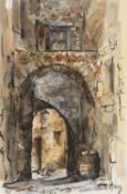 ‡ VALERIE GANZ (1936-2015) watercolour - entitled verso, 'Lurs, Provence', signed, 34 x 23cms