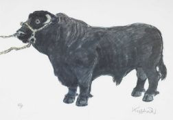 ‡ SIR KYFFIN WILLIAMS RA (1918-2006) limited edition (artists proof) print - Welsh black bull, fully
