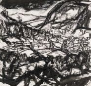 PETER PRENDERGAST (1946-2007) ink and ink wash on paper - entitled verso 'Study of Corris', 1991,