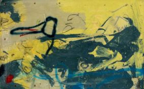 NEALE HOWELLS (b.1965) mixed media on wood - entitled verso, 'Skyscape, Blue & Yellow', signed and
