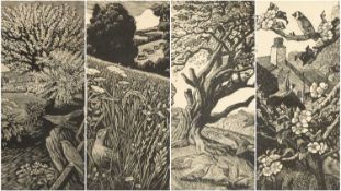 ‡ CHARLES FREDERICK TUNNICLIFFE OBE RA (1901-1979) woodblock prints - set of four, each depicting