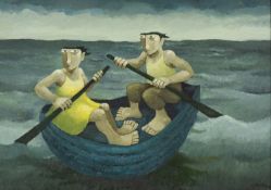 ‡ MURIEL DELAHAYE (1931-2021) oil on canvas - entitled verso, 'Different Strokes', signed, 41 x