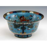 CHINESE 'THREE FRIENDS OF WINTER' CLOISONNÉ ENAMEL BOWL, late Qing Dynasty, decorated in the Wanli