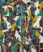 RAS ISHI BUTCHER (Bardadian, b. 1965) acrylic on canvas - Abstract figures, signed and dated '93,