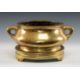 LARGE CHINESE BRONZE CENSER ON STAND, Qing Dynasty, bombé form with twin loop handles, on tripod - Image 1 of 13