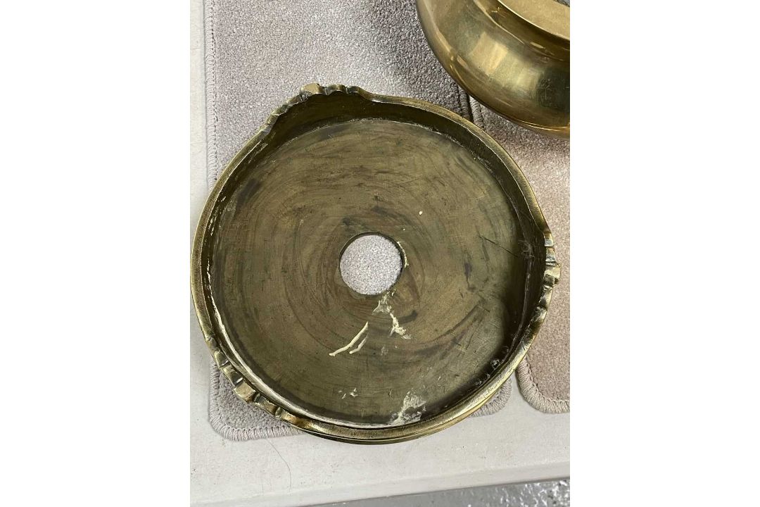 LARGE CHINESE BRONZE CENSER ON STAND, Qing Dynasty, bombé form with twin loop handles, on tripod - Image 3 of 13