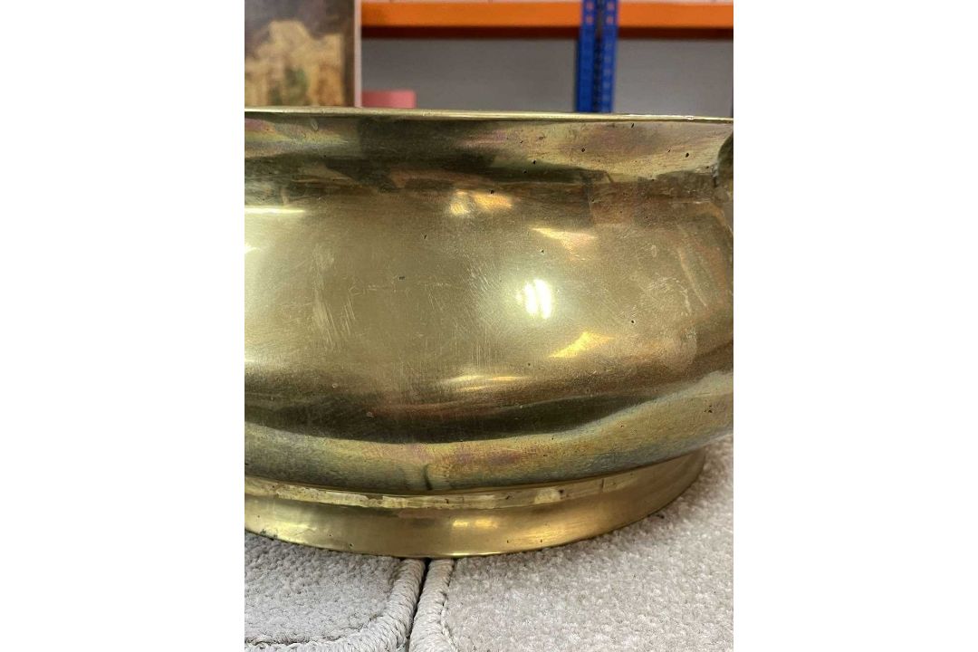 LARGE CHINESE BRONZE CENSER ON STAND, Qing Dynasty, bombé form with twin loop handles, on tripod - Image 8 of 13