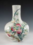 CHINESE FAMILLE ROSE 'NINE PEACHES' VASE, modern, after an 18th century Chinese original, from the