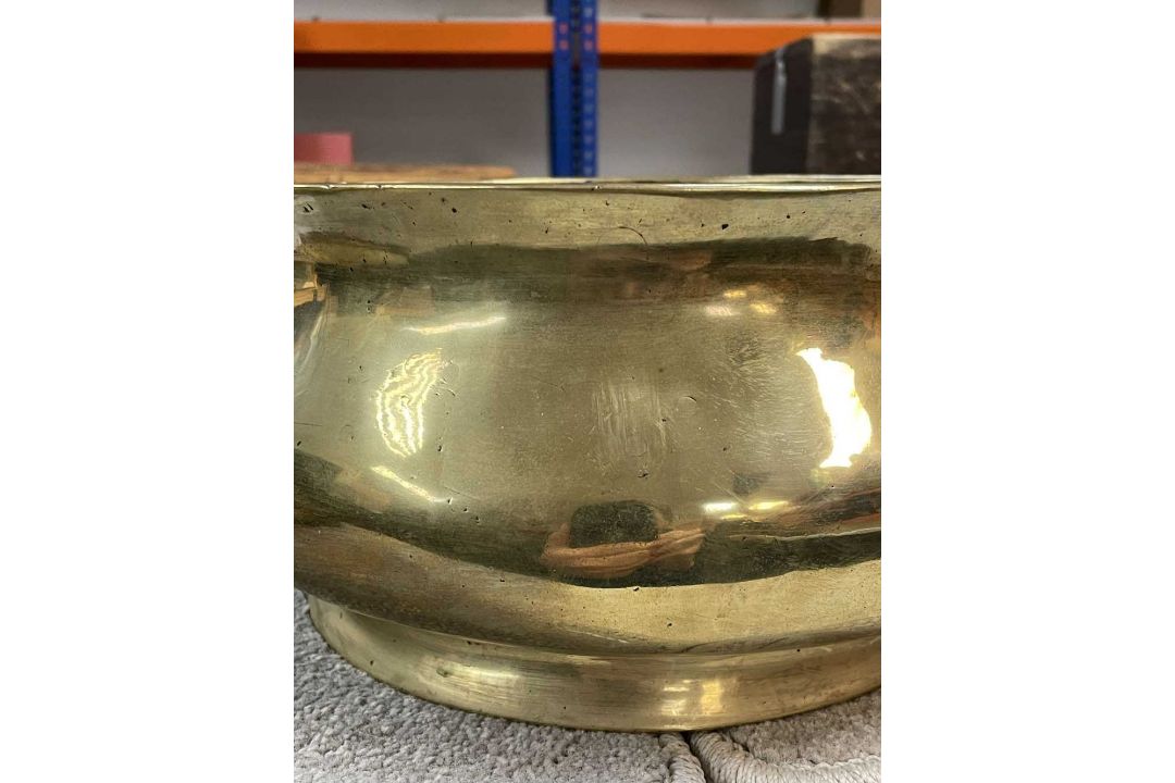 LARGE CHINESE BRONZE CENSER ON STAND, Qing Dynasty, bombé form with twin loop handles, on tripod - Image 11 of 13