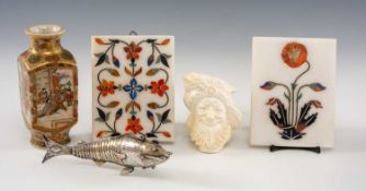 BASAMIM ARTICULATED FISH SPICE BOX & COLLECTABLES, the white metal container possibly German 900