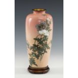 FINE JAPANESE CLOISONNÉ VASE BY ANDO JUBEI, Taisho Period, slender oviform body decorated with three