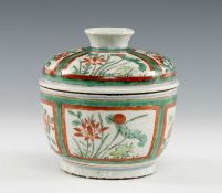 CHINESE WUCAI PORCELAIN BOWL COVER, Transitional/Kangxi, decorated with the panels of insects and