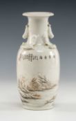 CHINESE PORCELAIN BALUSTER VASE, Republic period, decorated in white enamel, grisaille and colours