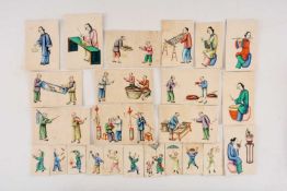 ASSORTED CHINESE PITH PAINTINGS, 19th C., including ladies playing musical instruments, market