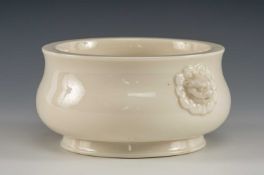 CHINESE BLANC DE CHINE PORCELAIN CENSER, probably Kangxi, Dehua Province, circular bellied form with