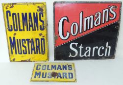 COLMAN'S STARCH ENAMEL SIGN, 97 x 92cms; together with Colman's Mustard enamel sign, 92 x 61cms; and
