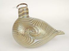 OIVA TOIKKA (1931-2019) FOR IITTALA, FINLAND: STRIPED COLOURED GLASS BIRD, Sand Grouse, signed,