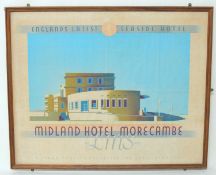 VERY RARE LMS TRAVEL POSTER 'Midland Hotel Morecambe, England's Latest Seaside Hotel', possibly by