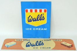 WALL'S ICE CREAM 'TAKE SOME HOME TODAY' DOUBLE-SIDED ALUMINIUM SIGN, 1960s, 114 x 24cms; together