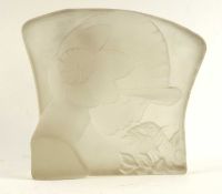 ART DECO STYLE FROSTED GLASS SCULPTURE by Cristallin, Italy, 24 x 21.5cms  Provenance: The