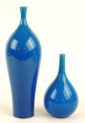CARL-HARRY STÅLHANE (1920-1990) FOR RÖRSTRAND: TWO TURQUOISE GLAZED BOTTLE VASES, one of inverted