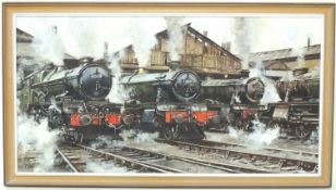 BERNARD JONES (contemporary) oil on canvas - 'The Might of Steam', signed, 48 x 92cms Provenance: