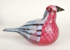 OIVA TOIKKA (1931-2019) FOR IITTALA, FINLAND: RED BREASTED GLASS BIRD, signed and inscribed 'Finn