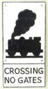 REPRODUCTION CAST METAL SIGN: 'CROSSING NO GATES', 58 x 29cms Provenance: The collection of Philip