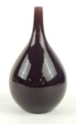 CARL-HARRY STÅLHANE (1920-1990) FOR RÖRSTRAND: PURPLE GLAZED BOTTLE VASE, incised marks, 19.5cms (h)